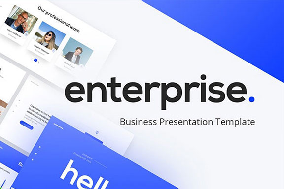 强大简约蓝色企业业务报表计划书PPT演示文稿设计模板 Enterprise Business PowerPoint Presentation Template