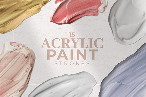 轻柔丙烯酸水彩涂料油漆笔刷背景纹理集合 Acrylic Paint Strokes Collection