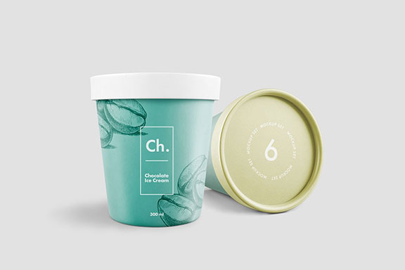 简约冰激凌/酸奶包装盒设计展示效果图样机模板素材 Ice Cream Jar Mockup