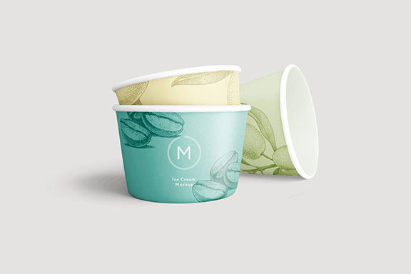 冰激凌/酸奶纸杯包装设计预览图样机模板 Ice Cream Paper Cup Mockup