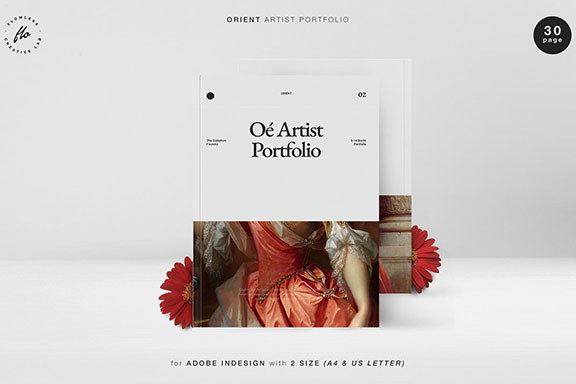 极简艺术绘画作品集宣传画册INDD设计模板 ORIENT Artist Portfolio