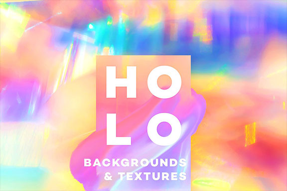 高分辨率抽象多彩渐变彩虹背景纹理合集 Holographic Backgrounds & Textures