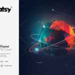 抽象多边形星球海报设计素材 Polygon Planet Poster