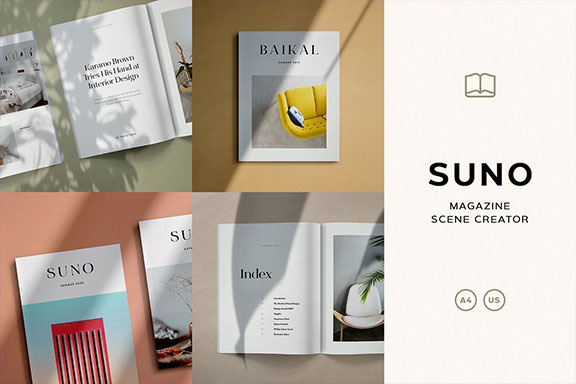 画册杂志设计效果图展示样机PSD模板 Suno Magazine Mockup Kit