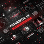 超炫酷科幻航空航天数据信息HUD仪表盘UI设计模板套件 Futuristic UI Kit • 200+ Design Elements