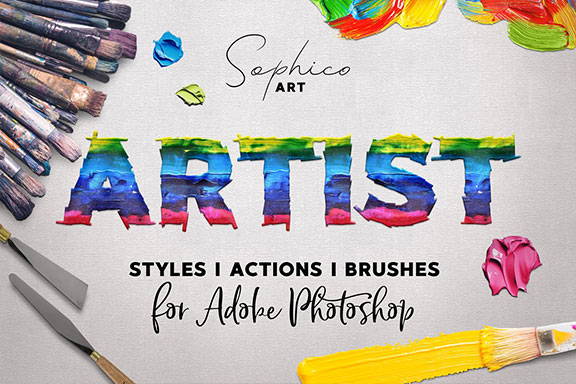 艺术家风格彩色绘画图案PS笔刷动作套件合集 Artist Styles Actions Brushes Set