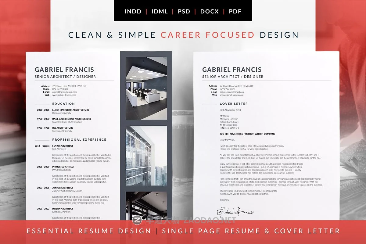 时尚职业个人应聘简历设计模板 Essential Resume – Gabriel插图 时尚职业个人应聘简历设计模板 Essential Resume – Gabriel插图