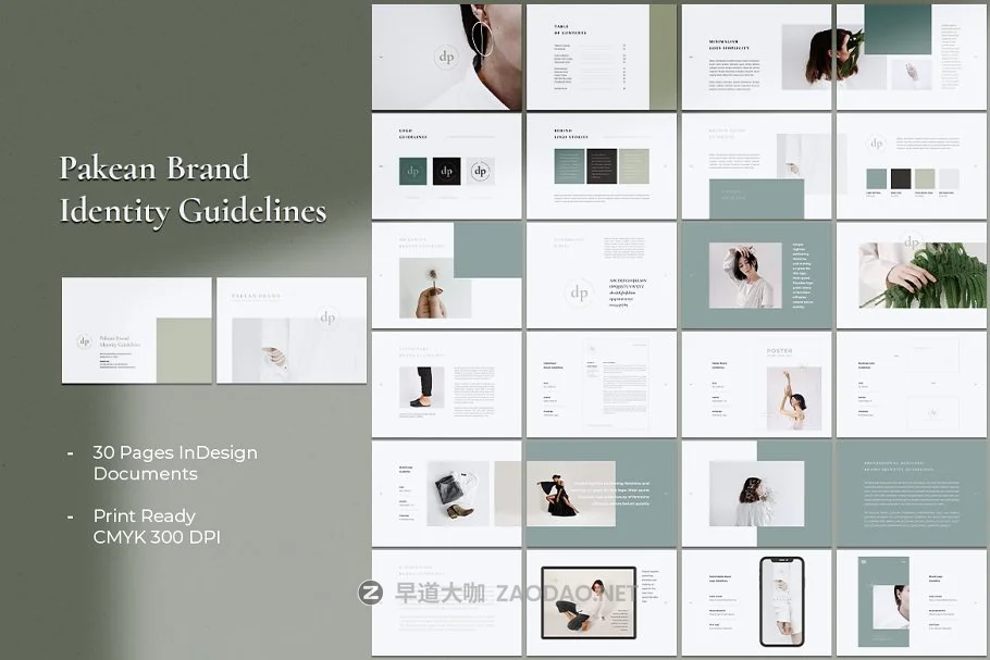 淡绿色女性服装品牌VI标识规范指南手册设计INDD模板 PAKEAN Minimal Brand Guidelines插图14 淡绿色女性服装品牌VI标识规范指南手册设计INDD模板 PAKEAN Minimal Brand Guidelines插图14