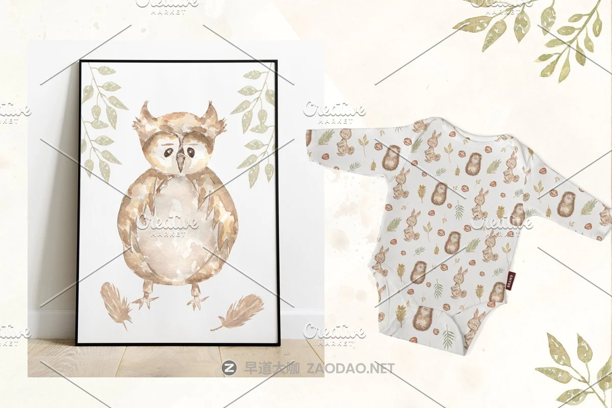 奇妙可爱手绘水彩森林动物植物花卉剪贴画集 Forest Story插图5 奇妙可爱手绘水彩森林动物植物花卉剪贴画集 Forest Story插图5