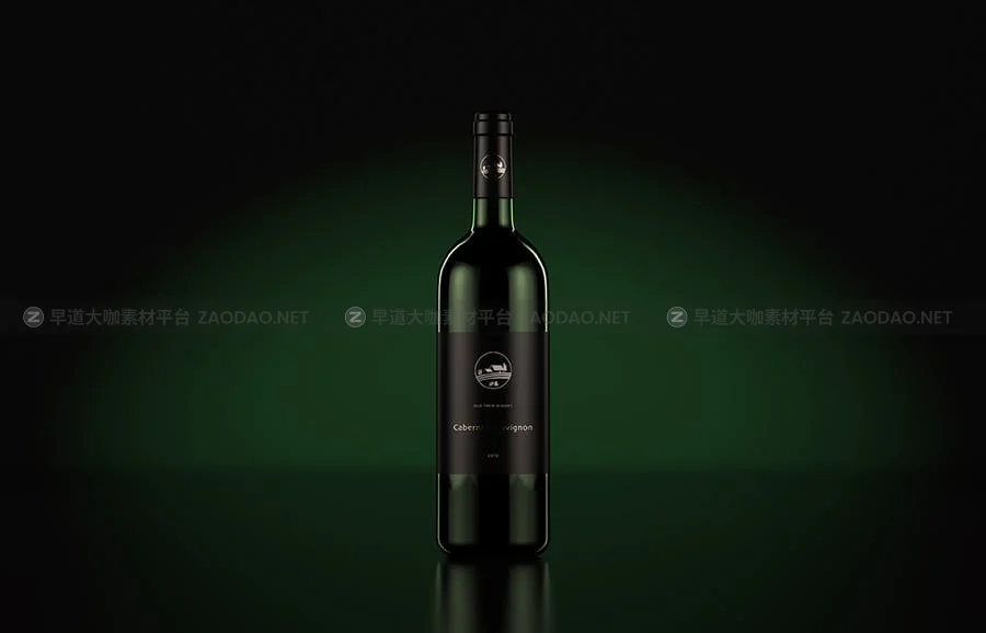 带标签葡萄酒红酒玻璃瓶外观设计效果图样机模板 Wine Bottle Mockup — Dark Studio插图3