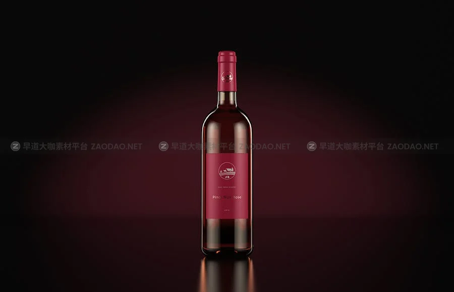 带标签葡萄酒红酒玻璃瓶外观设计效果图样机模板 Wine Bottle Mockup — Dark Studio插图4