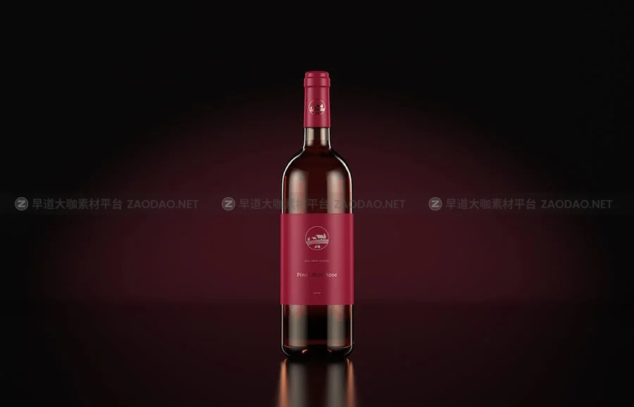 带标签葡萄酒红酒玻璃瓶外观设计效果图样机模板 Wine Bottle Mockup — Dark Studio插图5