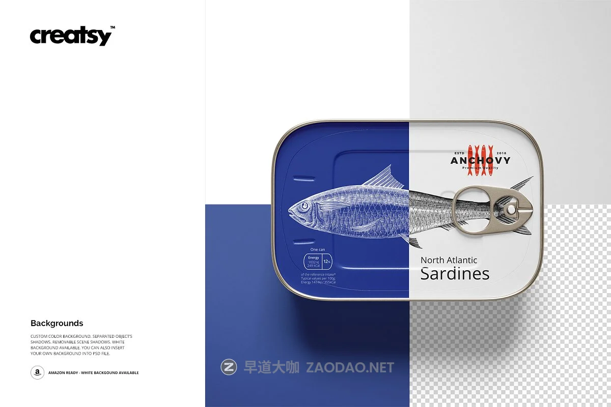 沙丁鱼罐头金属罐包装外观设计效果图样机模板 Sardine Fish Tin Can Mockup Set插图8 沙丁鱼罐头金属罐包装外观设计效果图样机模板 Sardine Fish Tin Can Mockup Set插图8