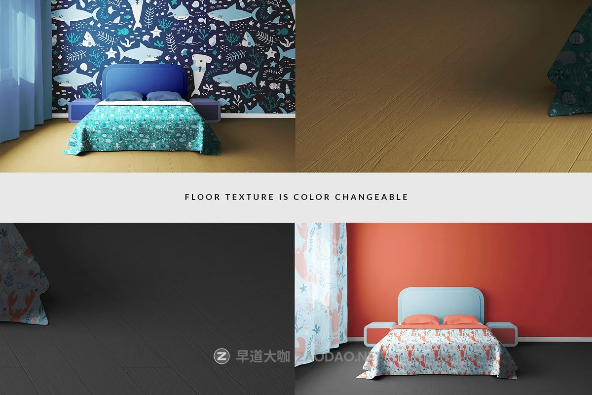 唯美卧室装修效果图展示样机模板 Bedroom Interior Objects Mockup插图3 唯美卧室装修效果图展示样机模板 Bedroom Interior Objects Mockup插图3