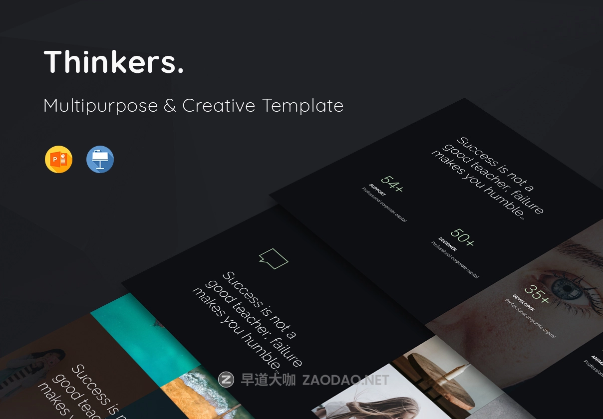 多功能创意项目计划书Powerpoint/Keynote幻灯片设计模板 Thinkers – Creative Presentation Template插图 多功能创意项目计划书Powerpoint/Keynote幻灯片设计模板 Thinkers – Creative Presentation Template插图