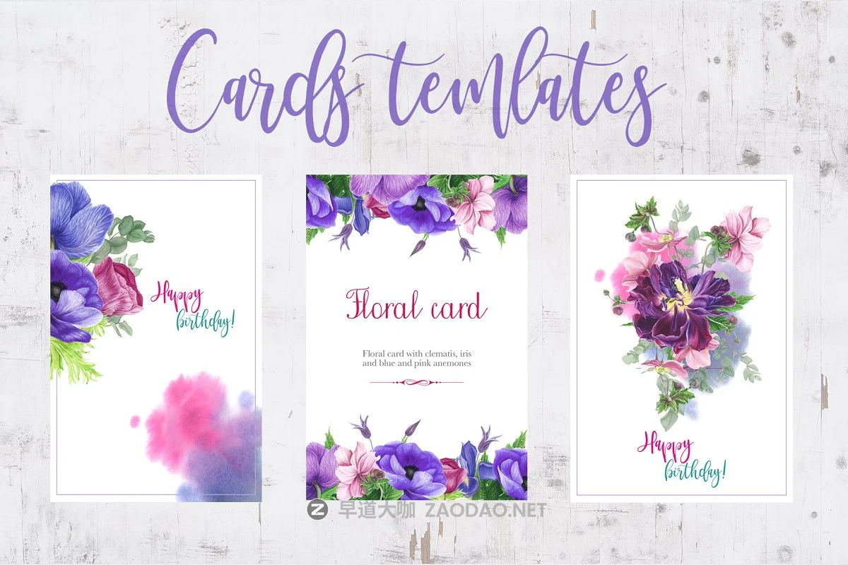 紫色手绘花束水彩剪贴画集&卡片设计模板 Purple Bouquet Watercolor Clipart插图6 紫色手绘花束水彩剪贴画集&卡片设计模板 Purple Bouquet Watercolor Clipart插图6