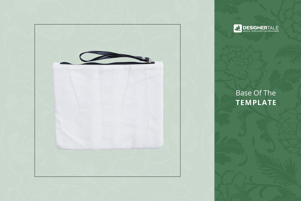 带拉链粗麻布文具袋设计效果图样机模板 Fabric Wristlet Bag Mockup插图4