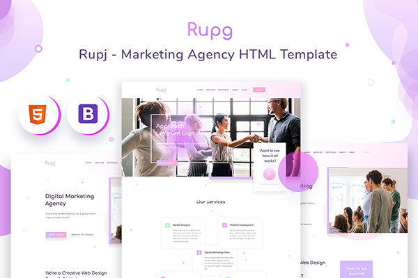 创意营销机构企业网站设计HTML模板 Rupj – Creative Agency HTML Template