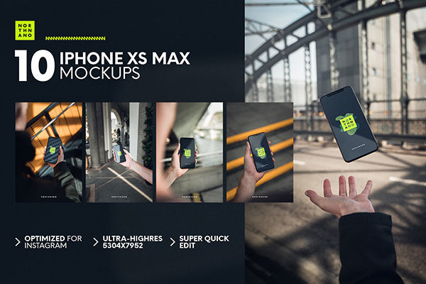 10款手持iPhone XS Max手机UI设计预览效果图样机模板 10 iPhone XS MAX Mockups