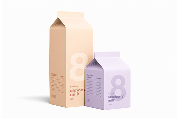 牛奶罐装纸盒包装外观设计效果图样机模板  Milk Carton Mockup