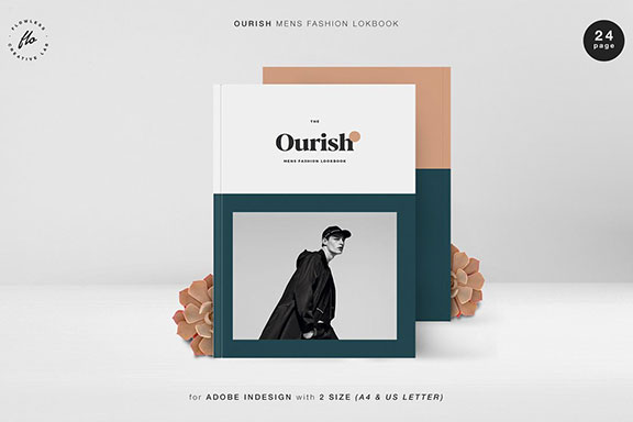时尚男士服装品牌宣传画册设计INDD模板素材 OURISH Mens Fashion Lookbook