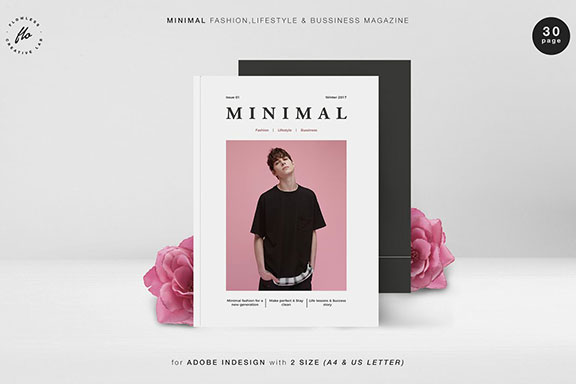 现代简约服装家居商业宣传画册设计INDD模板 MINIMAL Fashion & Business Magazine