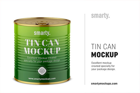 简约食品罐头金属锡罐外观设计效果图样机模板 Tin Can Mockup