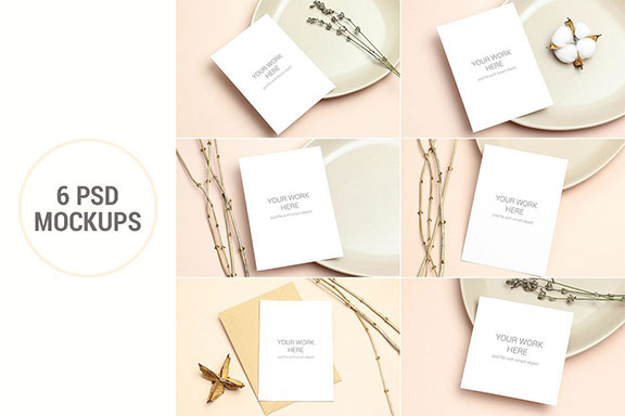 婚礼节日邀请卡设计预览图样机模板 Mockups Invitation Cards Pack