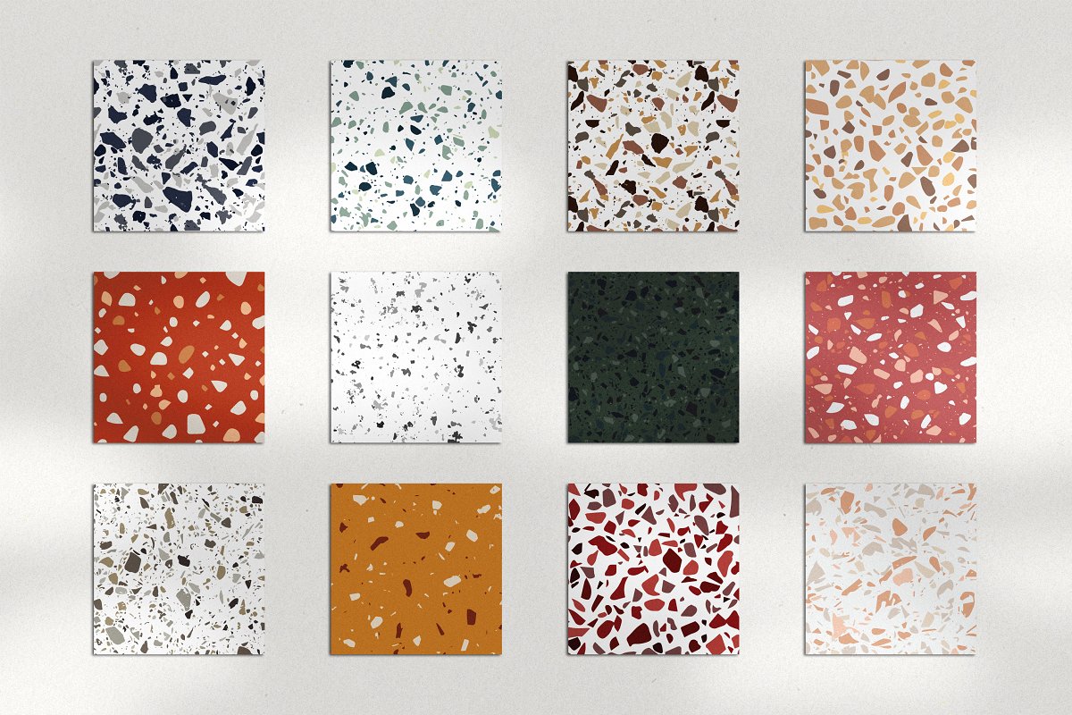 精美水磨石無縫矢量圖案合集 terrazzo seamless patterns – terra 1