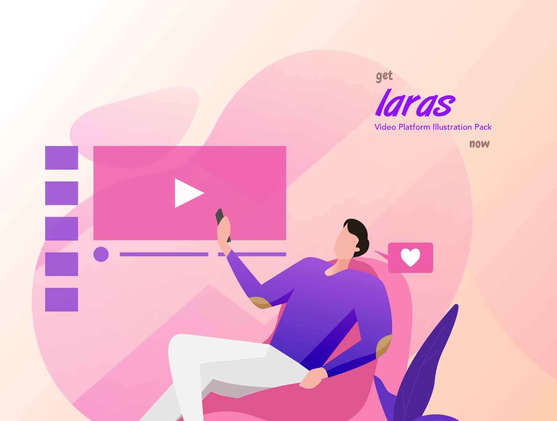 现代精美视频平台app设计矢量插画素材包 laras video illustration