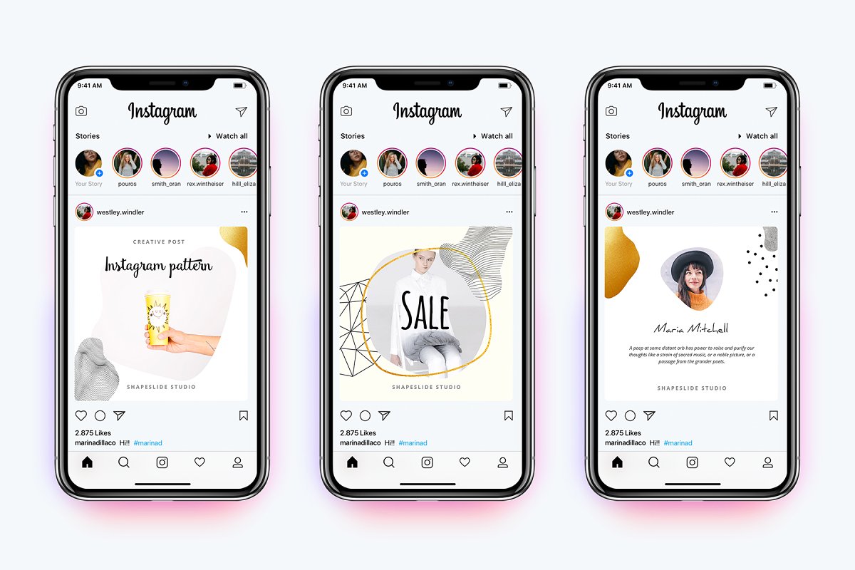 方形抽象图形服装品牌Instagram推广贴文广告模板 PATTERN Animated Instagram Posts插图2