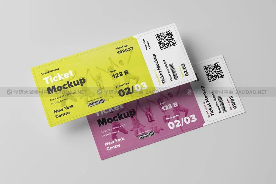 7个逼真音乐票务设计预览图样机模板 Ticket Mock-up插图3