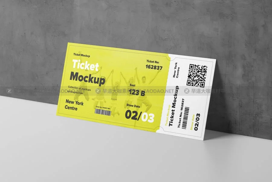 7个逼真音乐票务设计预览图样机模板 Ticket Mock-up插图4