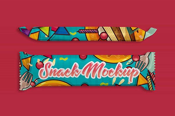 逼真巧克力棒糖果包装外观设计效果图样机模板 Snack Bar Mockup