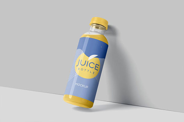 透明塑料果汁瓶外观设计预览图样机模板 Transparent Plastic Juice Bottle Mockups