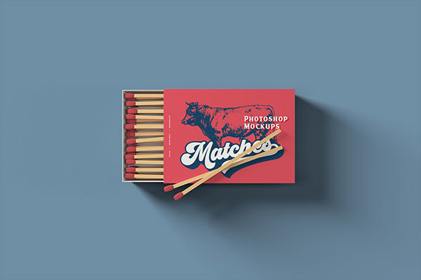 3个火柴盒外观设计效果图PSD样机模板 Matches Box Mockups