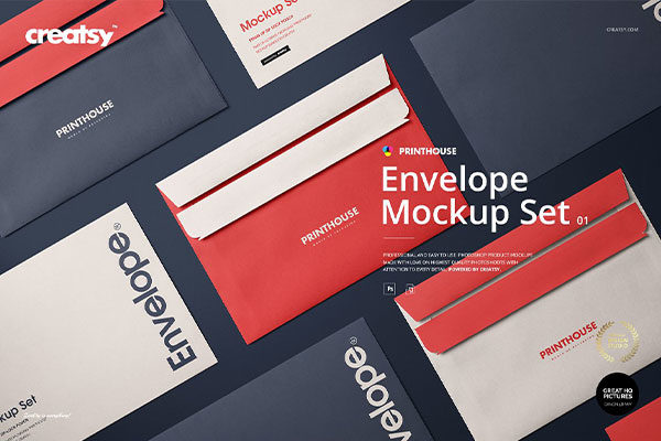品牌LOGO设计办公文具信封展示样机模板01 Envelope Mockup Set 01