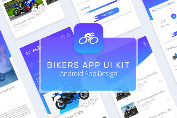骑行Android App应用程序UI界面设计套件 Bikers App UI Kit