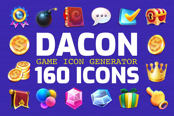 高品质多彩游戏3D图标PS设计素材 DACON – Game Icon Generator