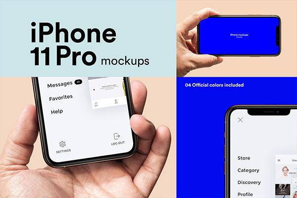滴水屏智能iPhone 11手机屏幕预览样机模板 iPhone 11 Pro Mockups