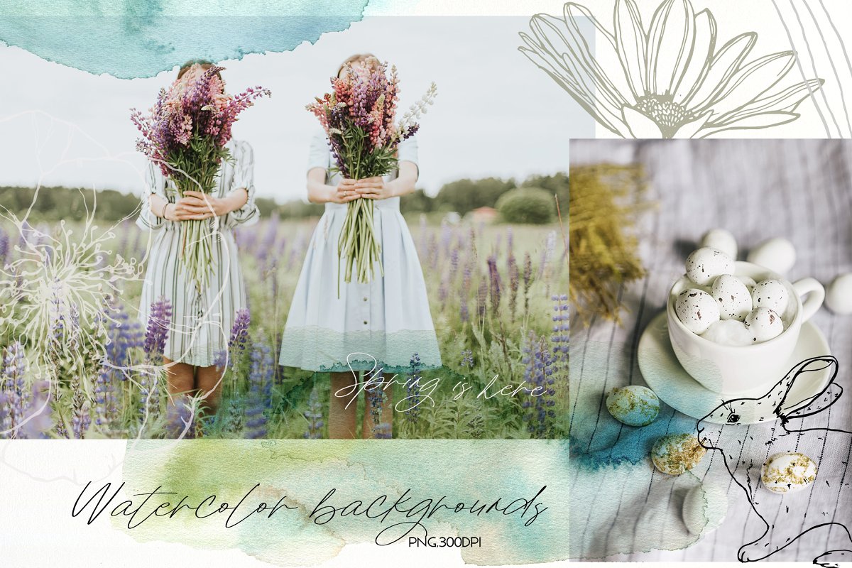 春天主题动物&花卉手绘水彩剪贴画集 Spring Song Graphic Collection插图10