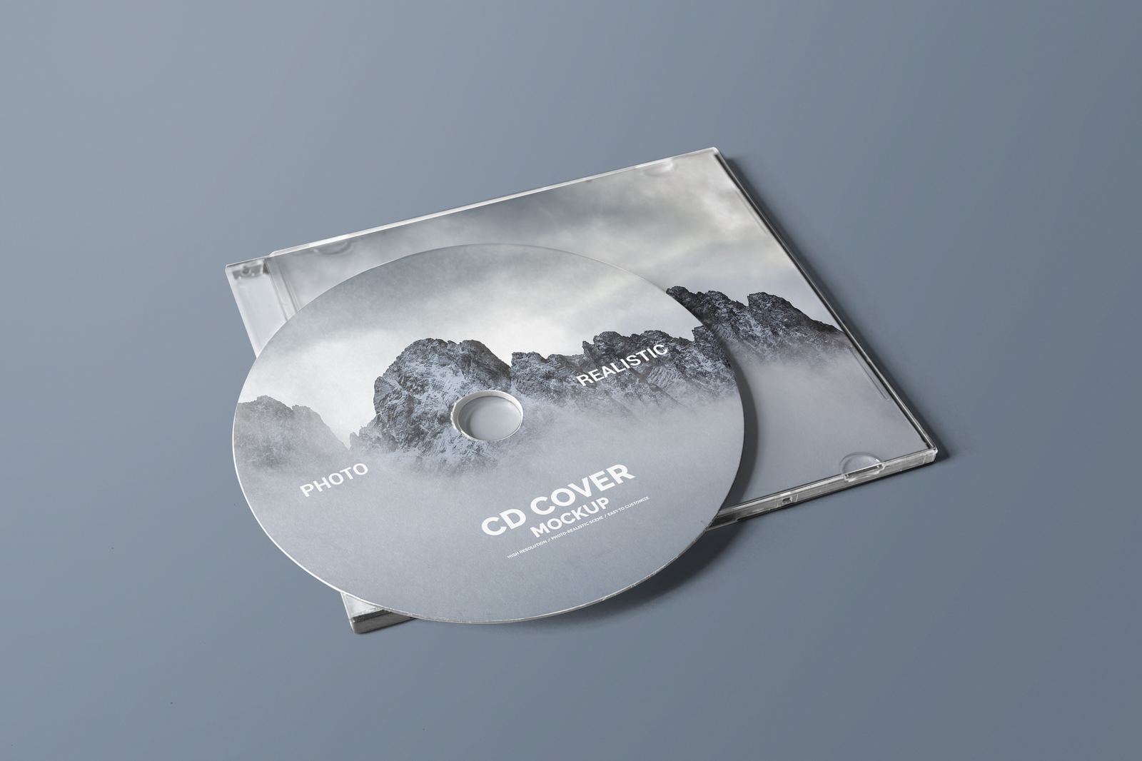 简约CD盒封面设计效果图样机模板 CD Cover Mockup