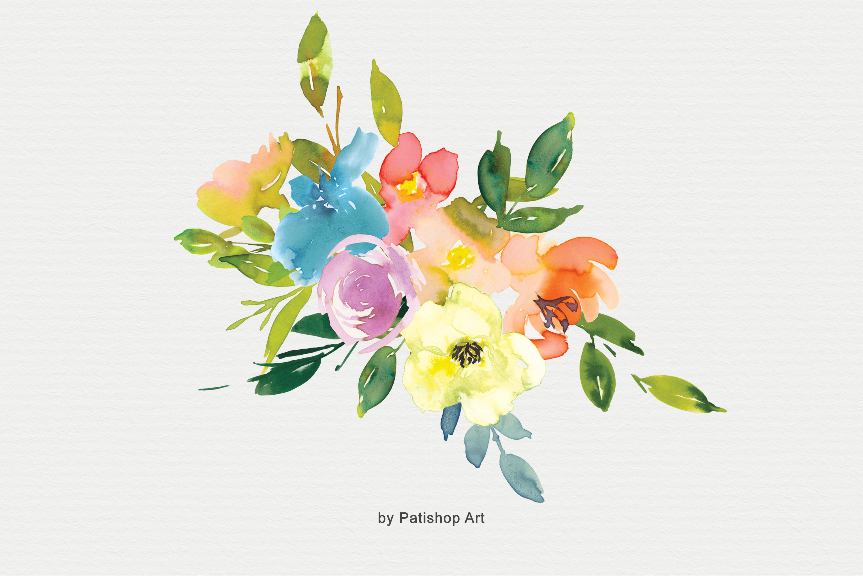 花圈手繪水彩剪貼畫集 olorful watercolorspring flowers clipart