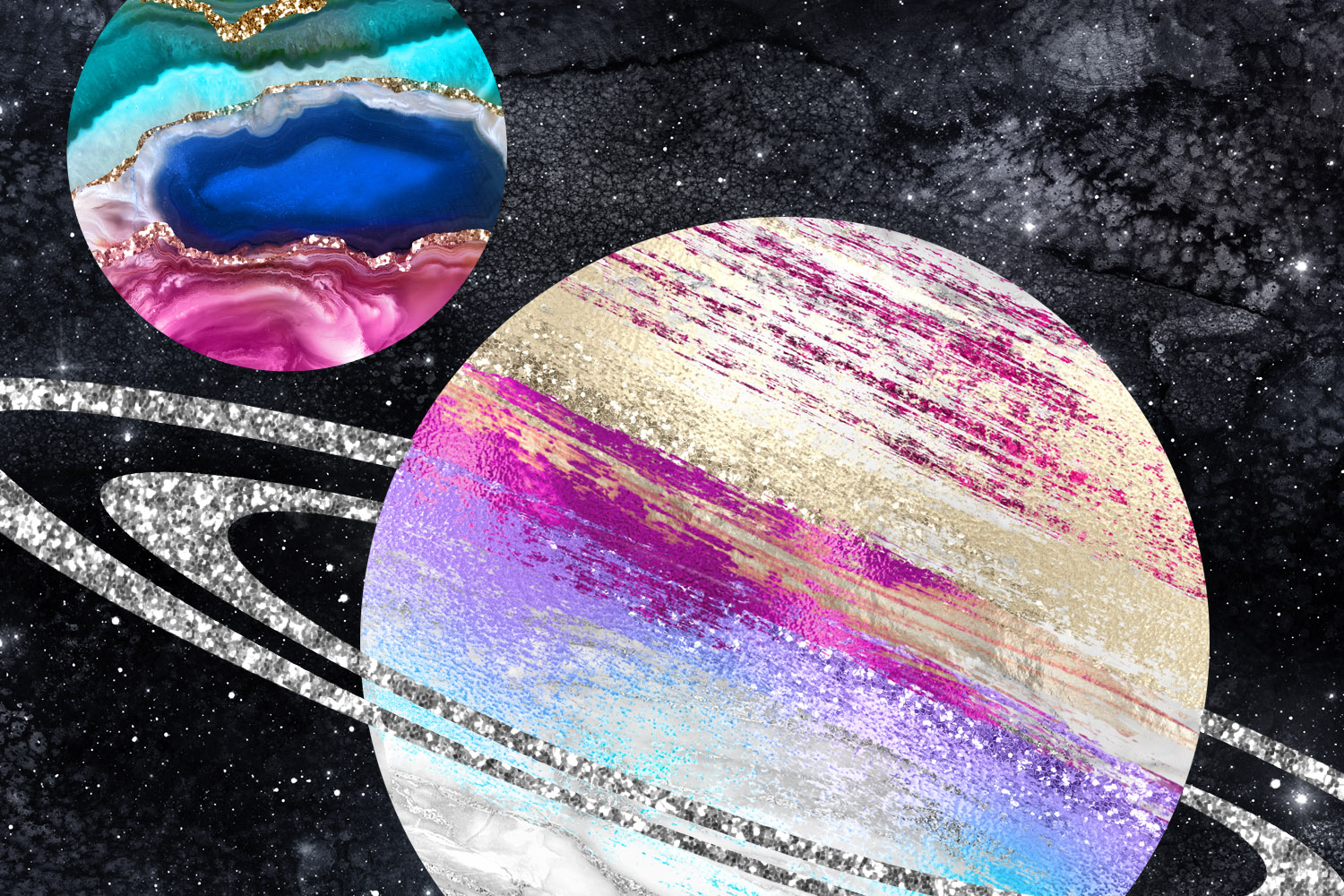 行星天体手绘剪贴画png设计素材 planets clip art