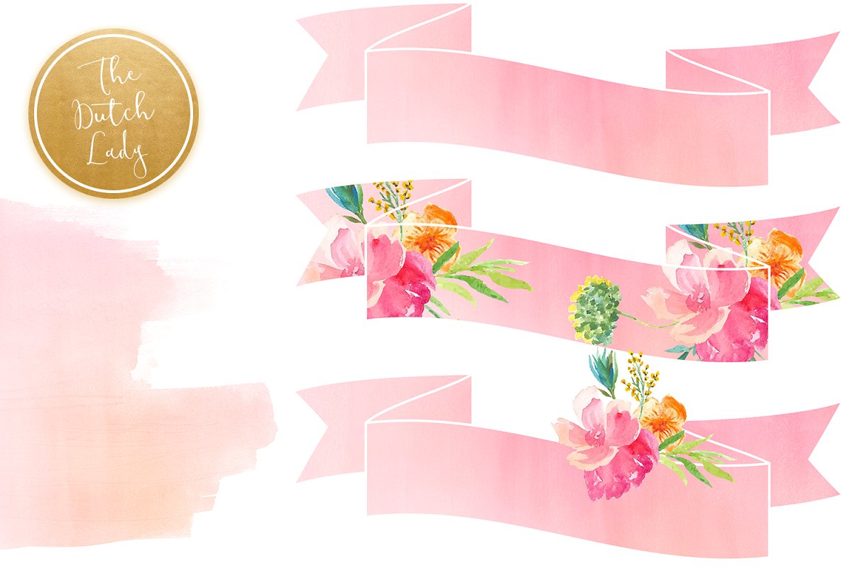 春天主题手绘兔子&狐狸水彩剪贴画套装 Hello Spring Clipart Set插图1