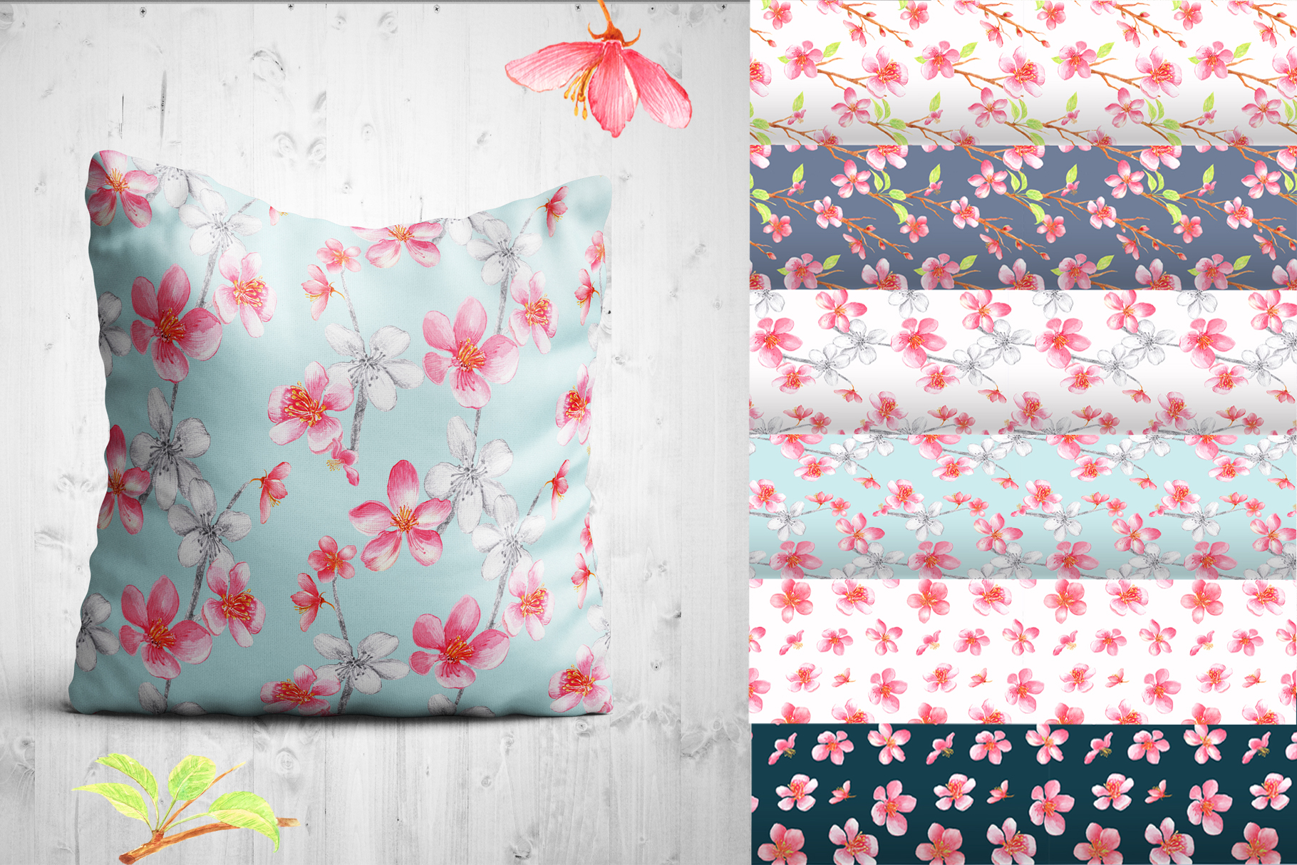春天主题花卉手绘剪贴画集 Watercolor Spring Blossom Clip Art插图4
