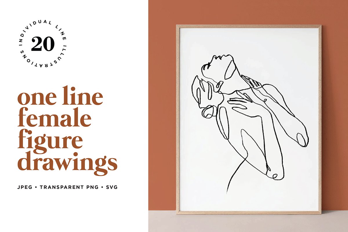 抽象手绘女性人物线条艺术矢量图案abstract Female Figure Line Art 早道大咖