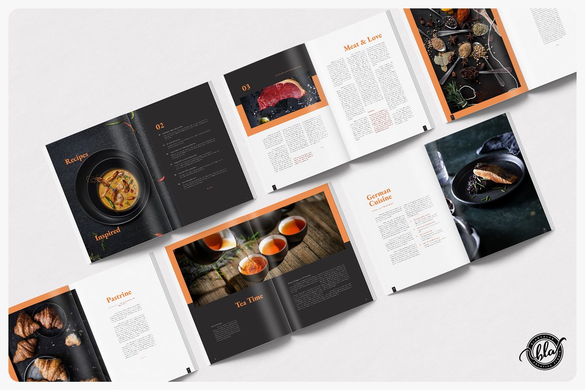 精美优雅食品食谱杂志宣传画册设计indd模板 leckery food magazine &
