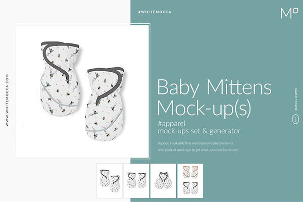 婴儿手套设计效果图样机模板合集 Baby Mittens Mock-ups Set
