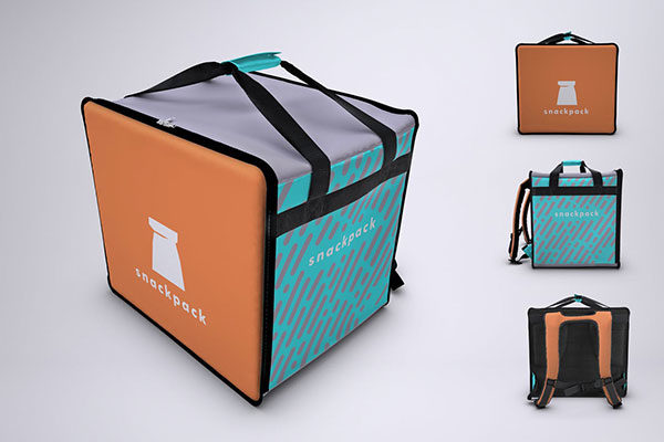 外卖送餐背包设计效果图样机 Food Delivery Backpack Mock-Up